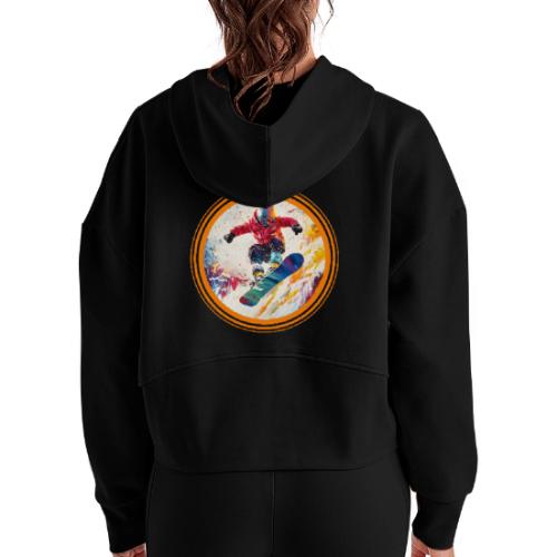 Snowboarding Horizon - Women's Half Zip Cropped Hoodie