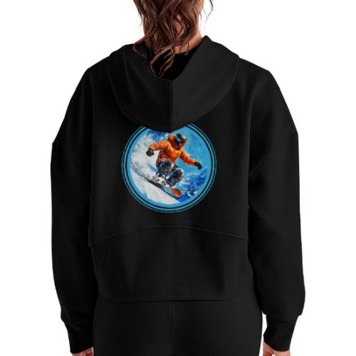 Snowboarding Motion - Women's Half Zip Cropped Hoodie