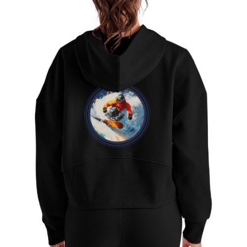 Snowboarding Rebel - Women's Half Zip Cropped Hoodie