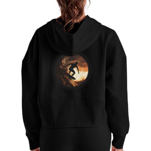 Surfing Spirit - Women's Half Zip Cropped Hoodie