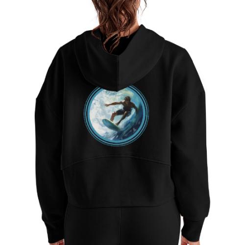 Surfing Freedom - Women's Half Zip Cropped Hoodie
