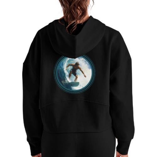 Surfing Horizon - Women's Half Zip Cropped Hoodie