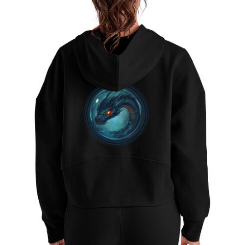 Dragon Sphere - Women's Half Zip Cropped Hoodie