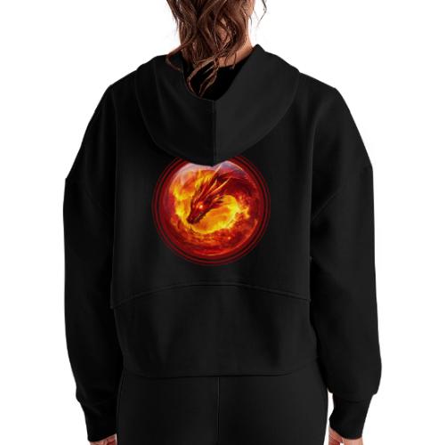 Dragon Blaze - Women's Half Zip Cropped Hoodie