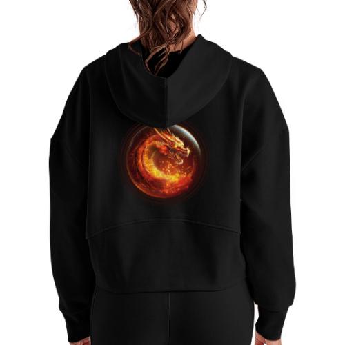 Shadow Dragon Rise - Women's Half Zip Cropped Hoodie
