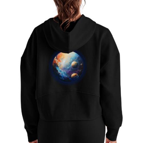 Nebula of Planets - Women's Half Zip Cropped Hoodie