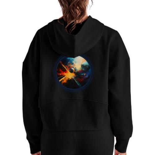 Planets in Turmoil - Women's Half Zip Cropped Hoodie