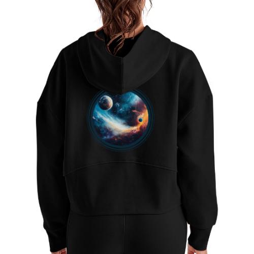 Planets Among Colors - Women's Half Zip Cropped Hoodie