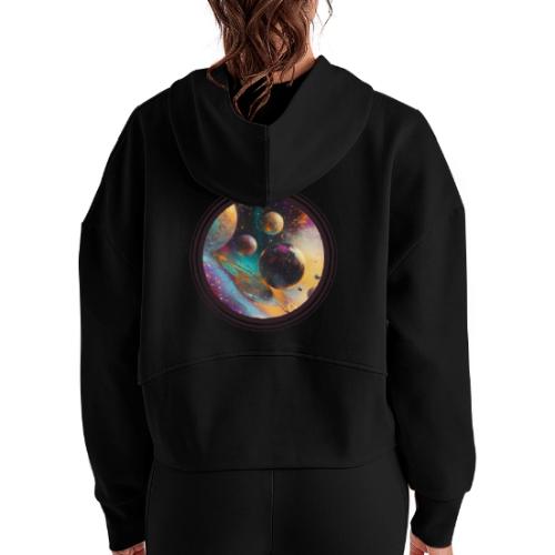 Planets in the Abstract - Women's Half Zip Cropped Hoodie