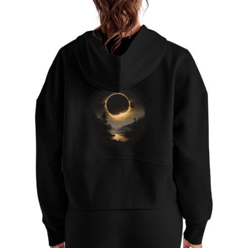 Eclipse: Shadowed Light - Women's Half Zip Cropped Hoodie