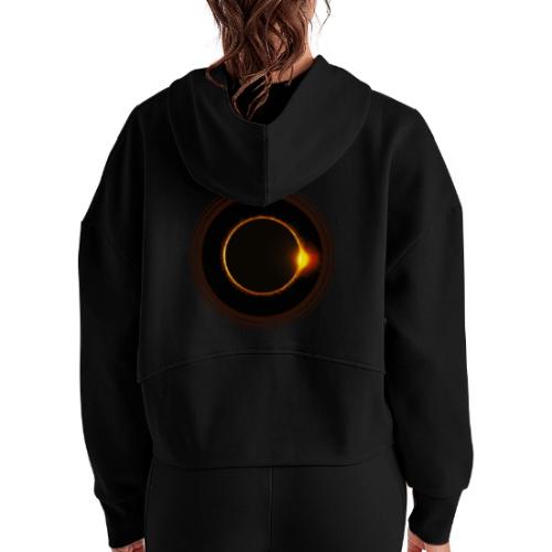 Solar Eclipse - Women's Half Zip Cropped Hoodie