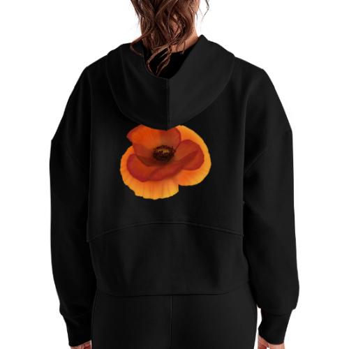 Vivid poppy - Women's Half Zip Cropped Hoodie
