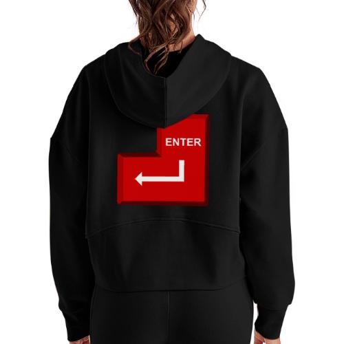 Just Press Enter - Women's Half Zip Cropped Hoodie