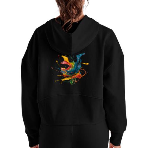 Chromatic Flow - Women's Half Zip Cropped Hoodie