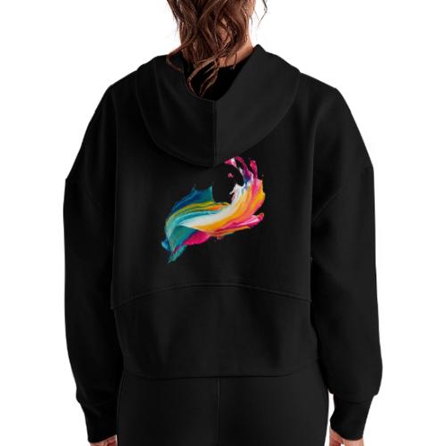 Spectrum Stream - Women's Half Zip Cropped Hoodie
