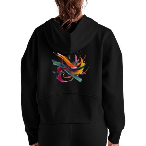 Colorful Waves - Women's Half Zip Cropped Hoodie