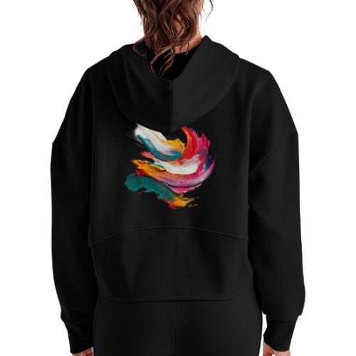 Colorful brushstrokes - Women's Half Zip Cropped Hoodie