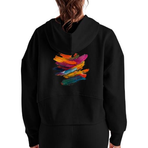 Harmony in Motion - Women's Half Zip Cropped Hoodie