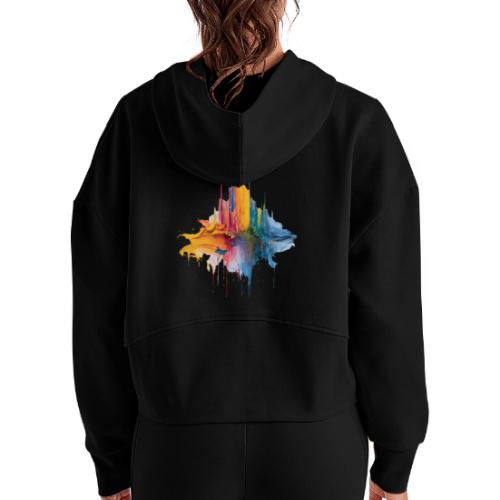 Impasto Spectrum - Women's Half Zip Cropped Hoodie