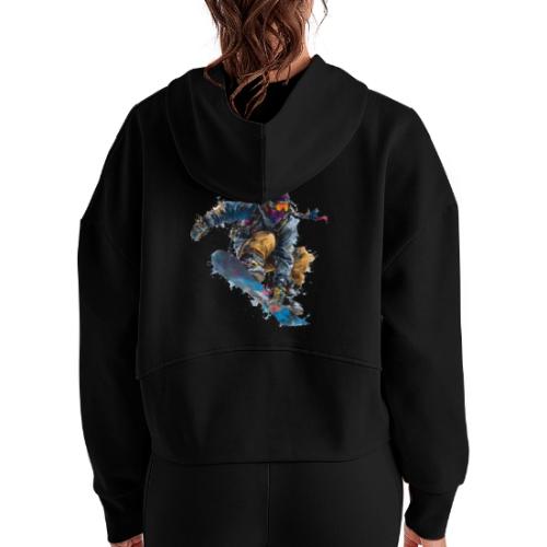 Snowboarding: Splash of Speed - Women's Half Zip Cropped Hoodie
