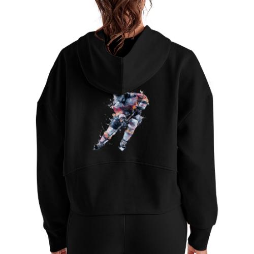 Hockey: Frozen Motion - Women's Half Zip Cropped Hoodie