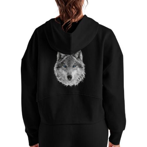 Frost-Eyed Alpha - Women's Half Zip Cropped Hoodie