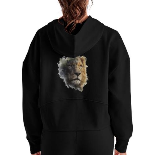 Forest-Soul Lion - Women's Half Zip Cropped Hoodie