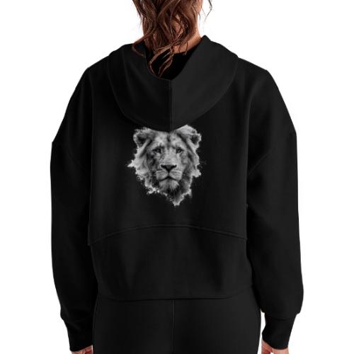 Lion: Monochrome King - Women's Half Zip Cropped Hoodie