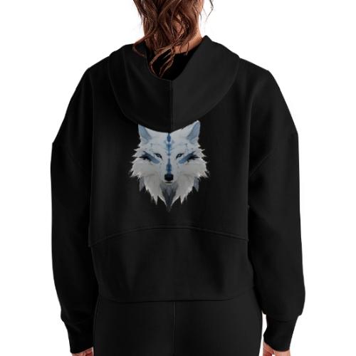 Ivory Grace Wolf - Women's Half Zip Cropped Hoodie