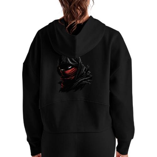 Shadowflame Ninja - Women's Half Zip Cropped Hoodie