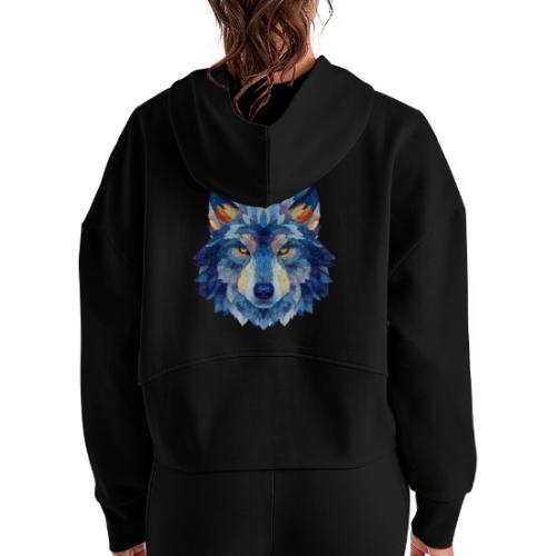 Wolf: Alpha Portrait - Women's Half Zip Cropped Hoodie