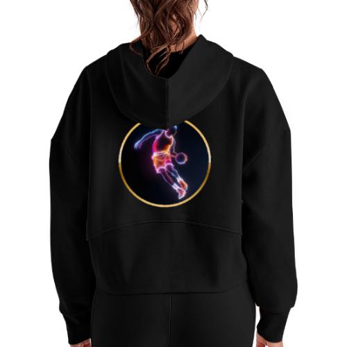 Neon Basketball Player - Women's Half Zip Cropped Hoodie