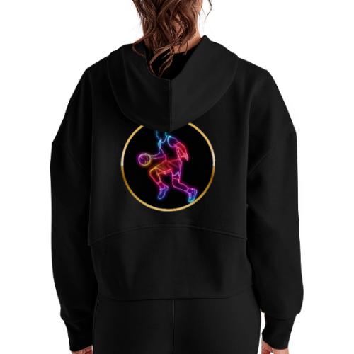 Basketball: Neon Dribble Pulse - Women's Half Zip Cropped Hoodie