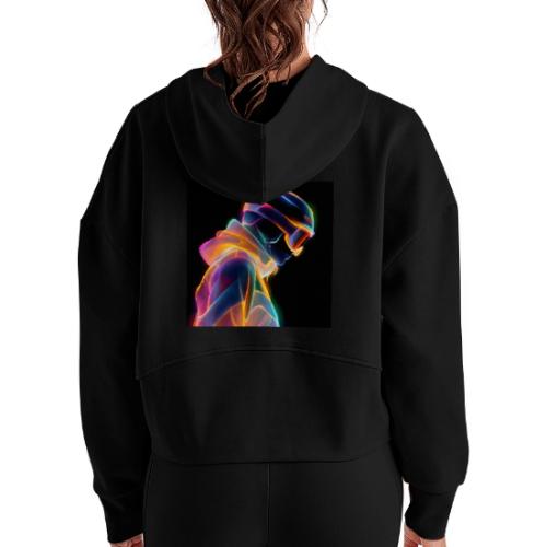 Snowboarding: Neon Gravity Ride - Women's Half Zip Cropped Hoodie