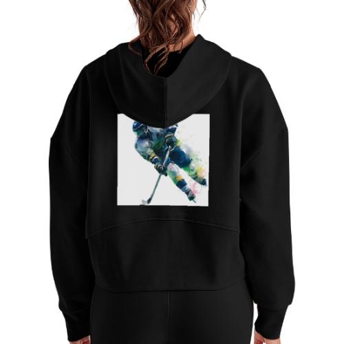 Hockey: Frozen Motion - Women's Half Zip Cropped Hoodie