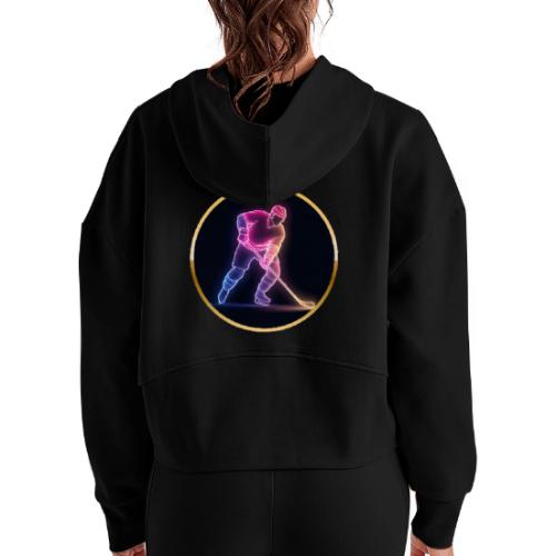 Hockey: Neon Ice Rush - Women's Half Zip Cropped Hoodie