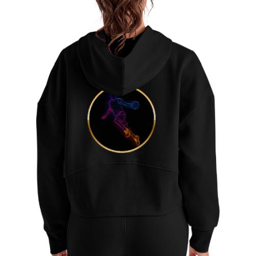 Basketball: Neon Jump Shot - Women's Half Zip Cropped Hoodie