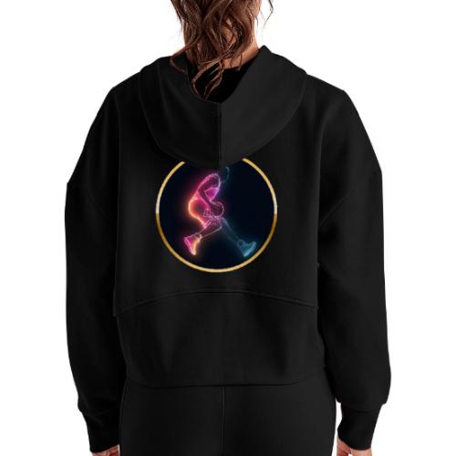 Basketball: Golden Court Glow - Women's Half Zip Cropped Hoodie