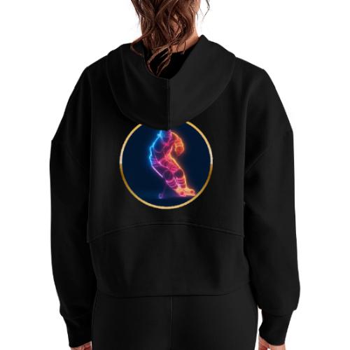 Hockey: Neon Hockey Sketch - Women's Half Zip Cropped Hoodie