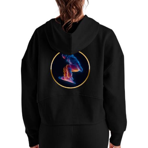 Snowboarding: Arctic Neon Leap - Women's Half Zip Cropped Hoodie