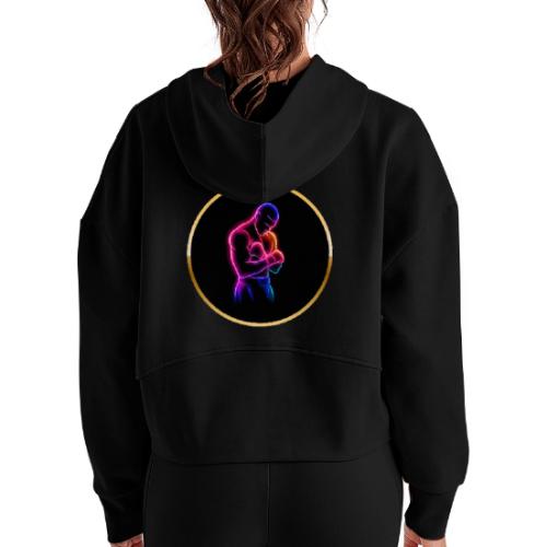 Boxing: Neon Power Guard - Women's Half Zip Cropped Hoodie