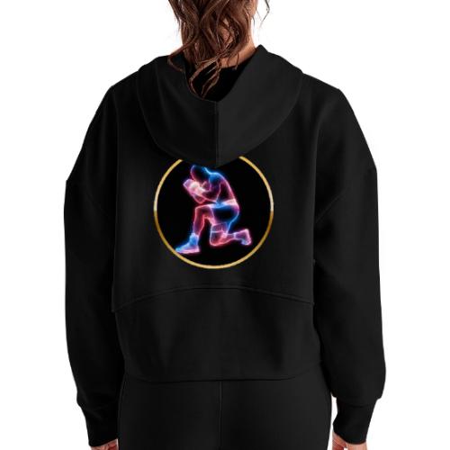 Neon Boxing Focus - Women's Half Zip Cropped Hoodie