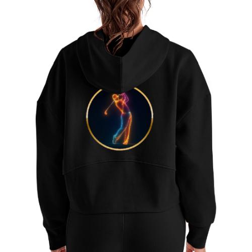 Neon Golf Motion - Women's Half Zip Cropped Hoodie