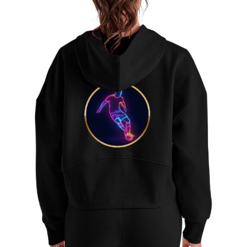 Soccer: Neon Golden Goal - Women's Half Zip Cropped Hoodie