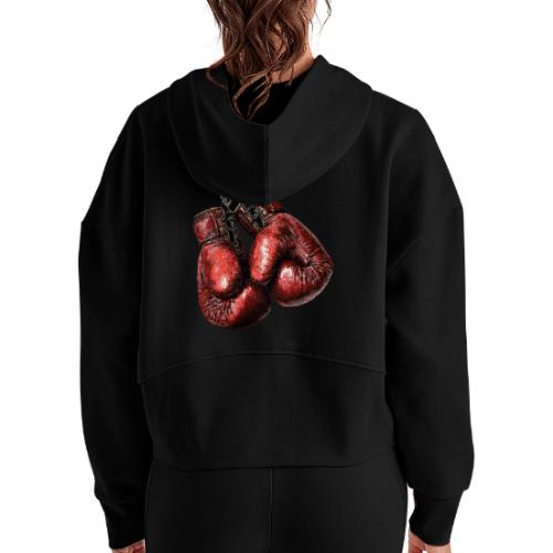 Legacy Boxing Gloves - Women's Half Zip Cropped Hoodie