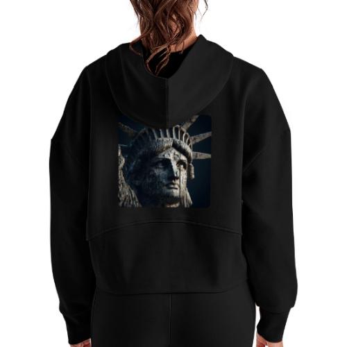 USA: Liberty in Shadows - Women's Half Zip Cropped Hoodie