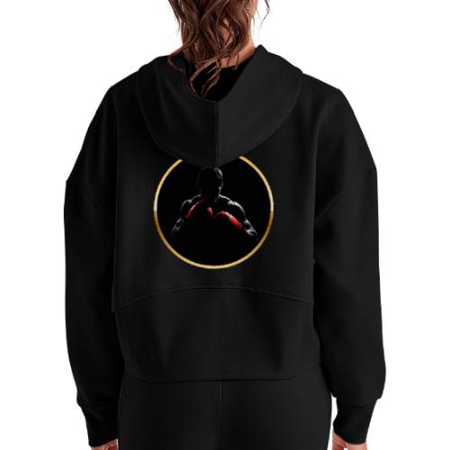 Boxing: Crimson Gloves Fighter - Women's Half Zip Cropped Hoodie