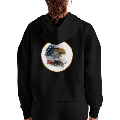 USA: Patriot Wing Emblem - Women's Half Zip Cropped Hoodie
