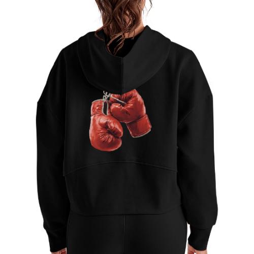 Boxing: Hanging Gloves Icon - Women's Half Zip Cropped Hoodie