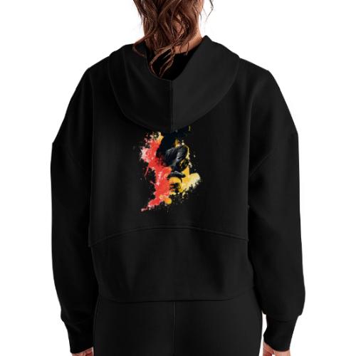 Skateboarding: Splash of Motion - Women's Half Zip Cropped Hoodie